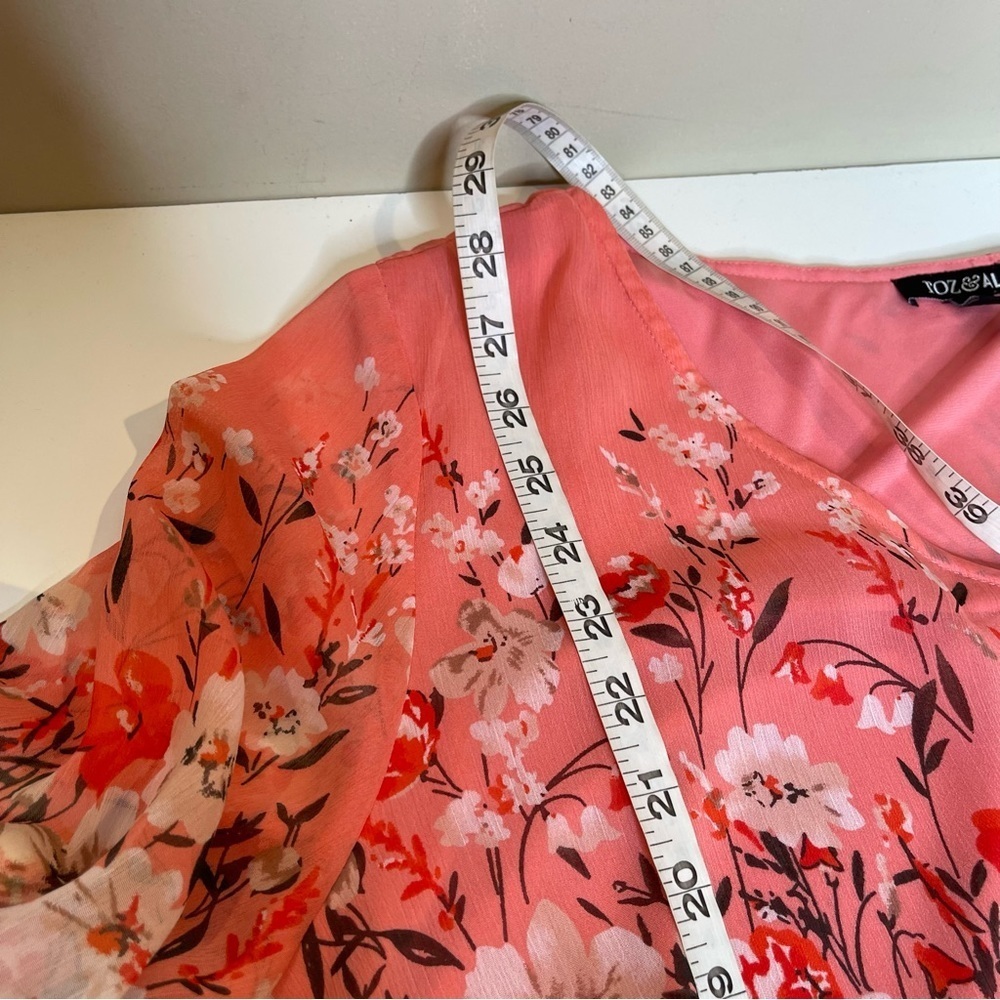 Roz and Ali peach Floral Blouse size XL - Picture 7 of 9